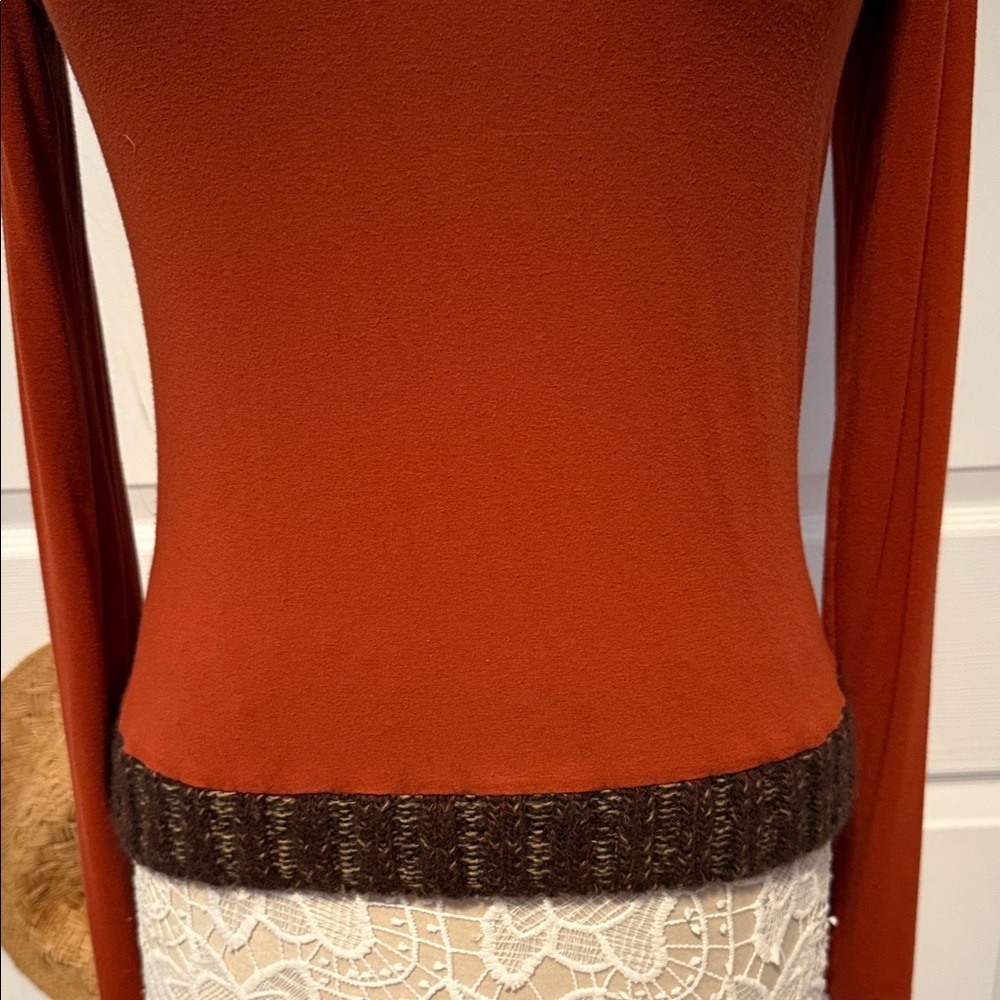 Dolce Gabbana Rust Long Sleeve Turtleneck Top M - Picture 4 of 13